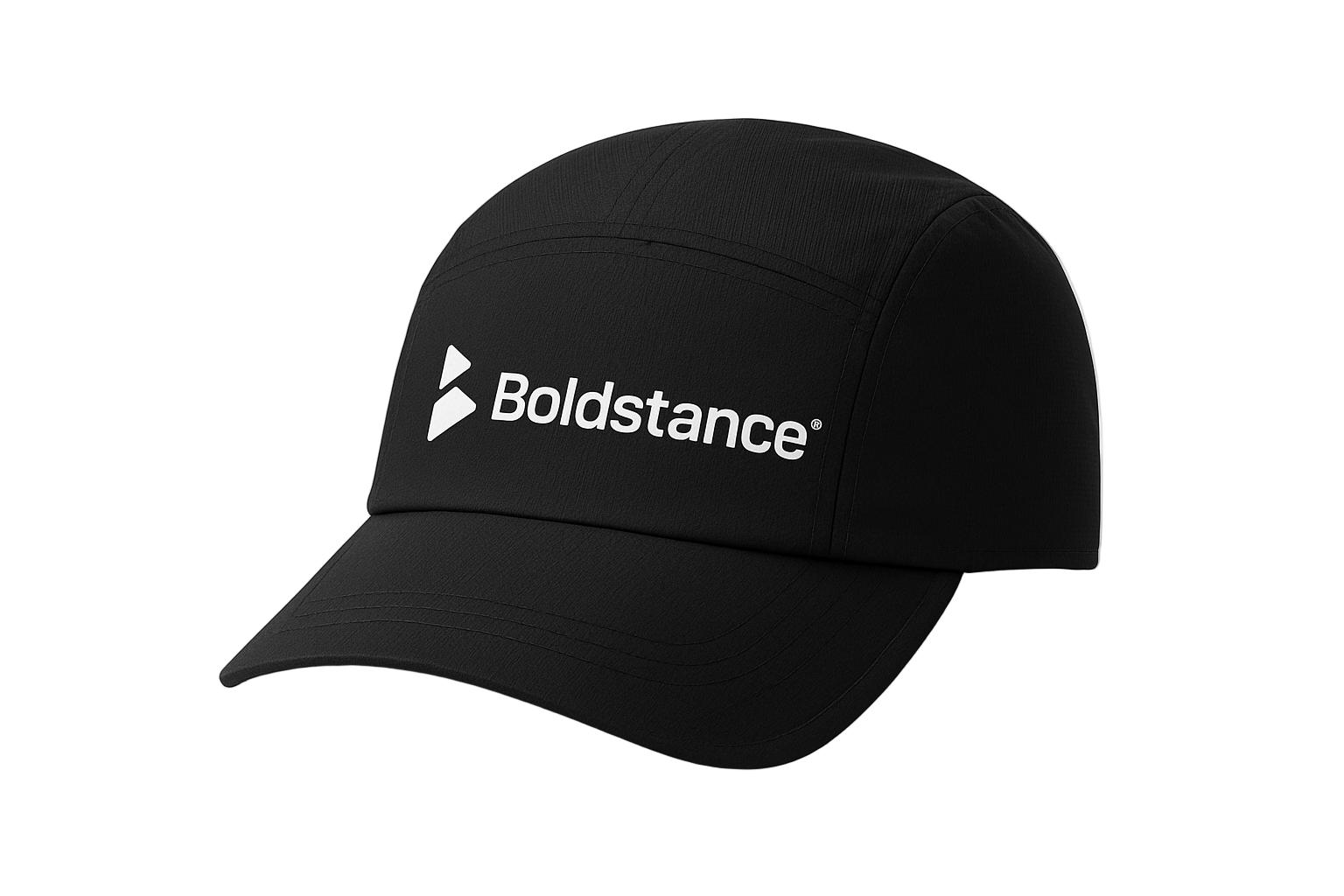 Black cap with 'Boldstance' logo on a light gray background